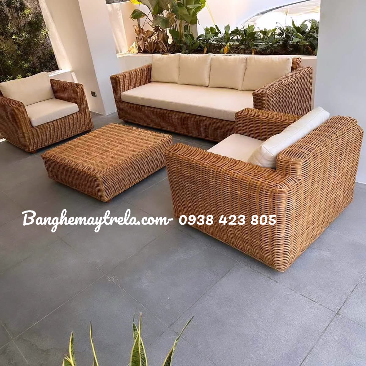 Sofa vuông nhựa giả mây